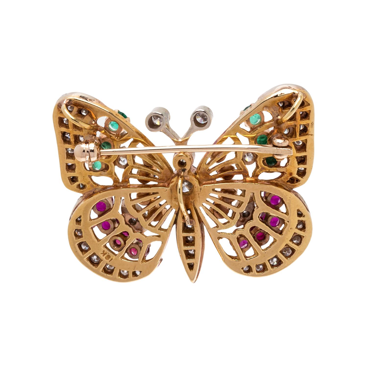 DIAMOND AND MULTIGEM BUTTERFLY PENDANT/BROOCH