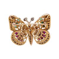 DIAMOND AND MULTIGEM BUTTERFLY PENDANT/BROOCH