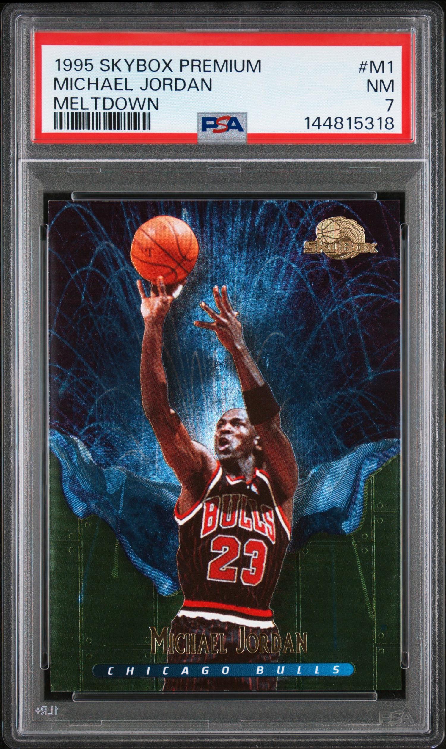 A 1995 Skybox Premium Michael Jordan Meltdown Basketball Card No. M1 (PSA 7 NM)