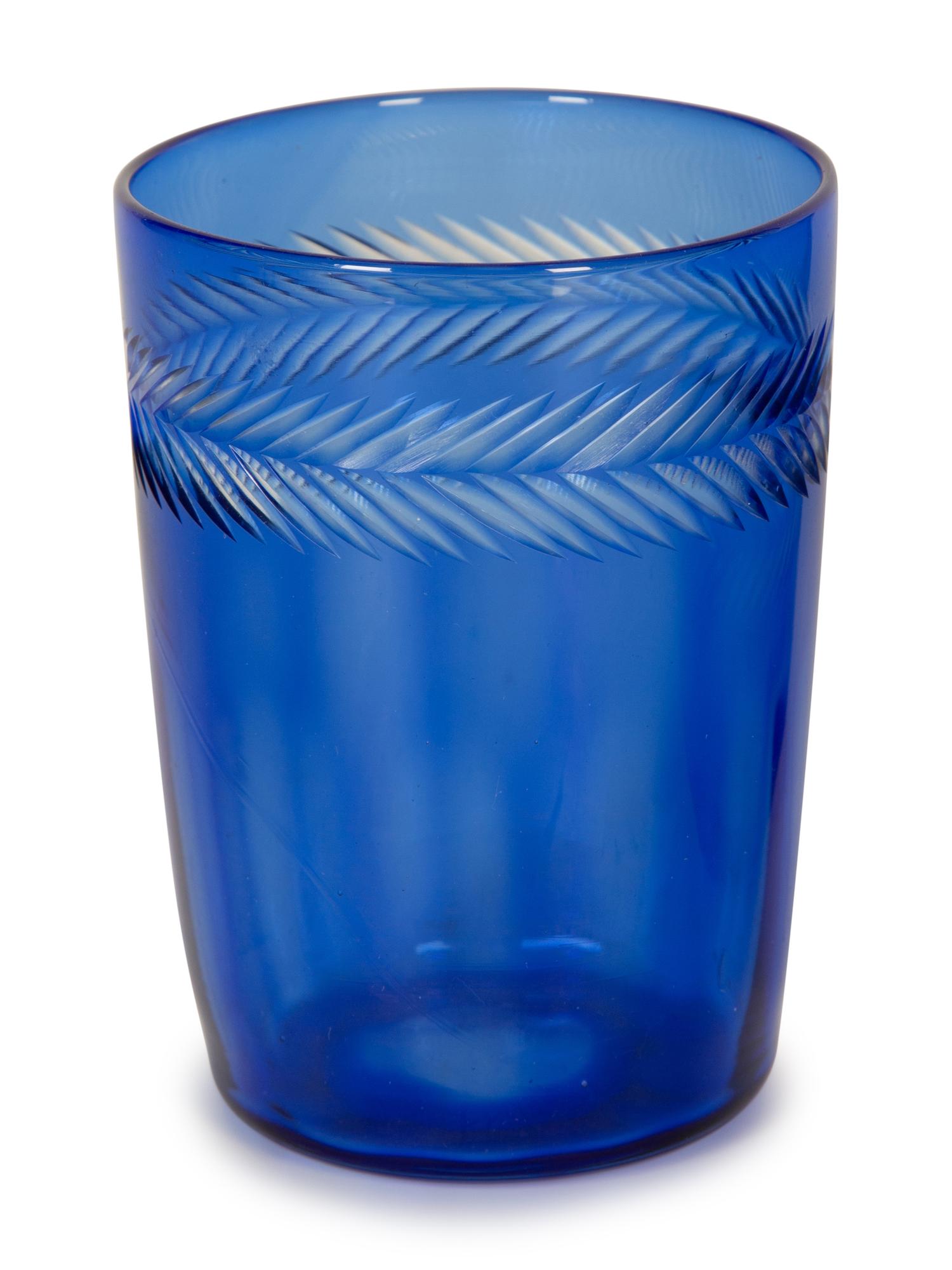 A Bohemian Cobalt Glass Service for Six