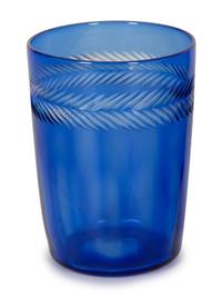 A Bohemian Cobalt Glass Service for Six
