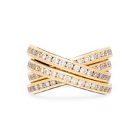 FRENCH, YELLOW GOLD AND DIAMOND ROLLING RING