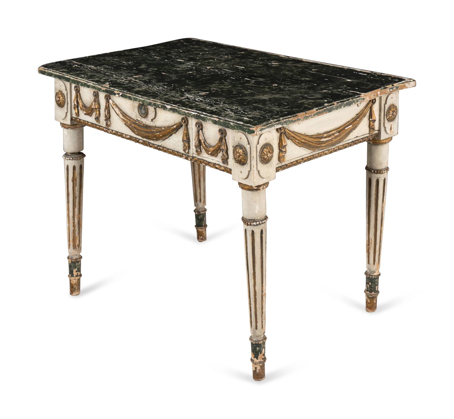 An Italian Painted and Parcel-Gilt Console Table
