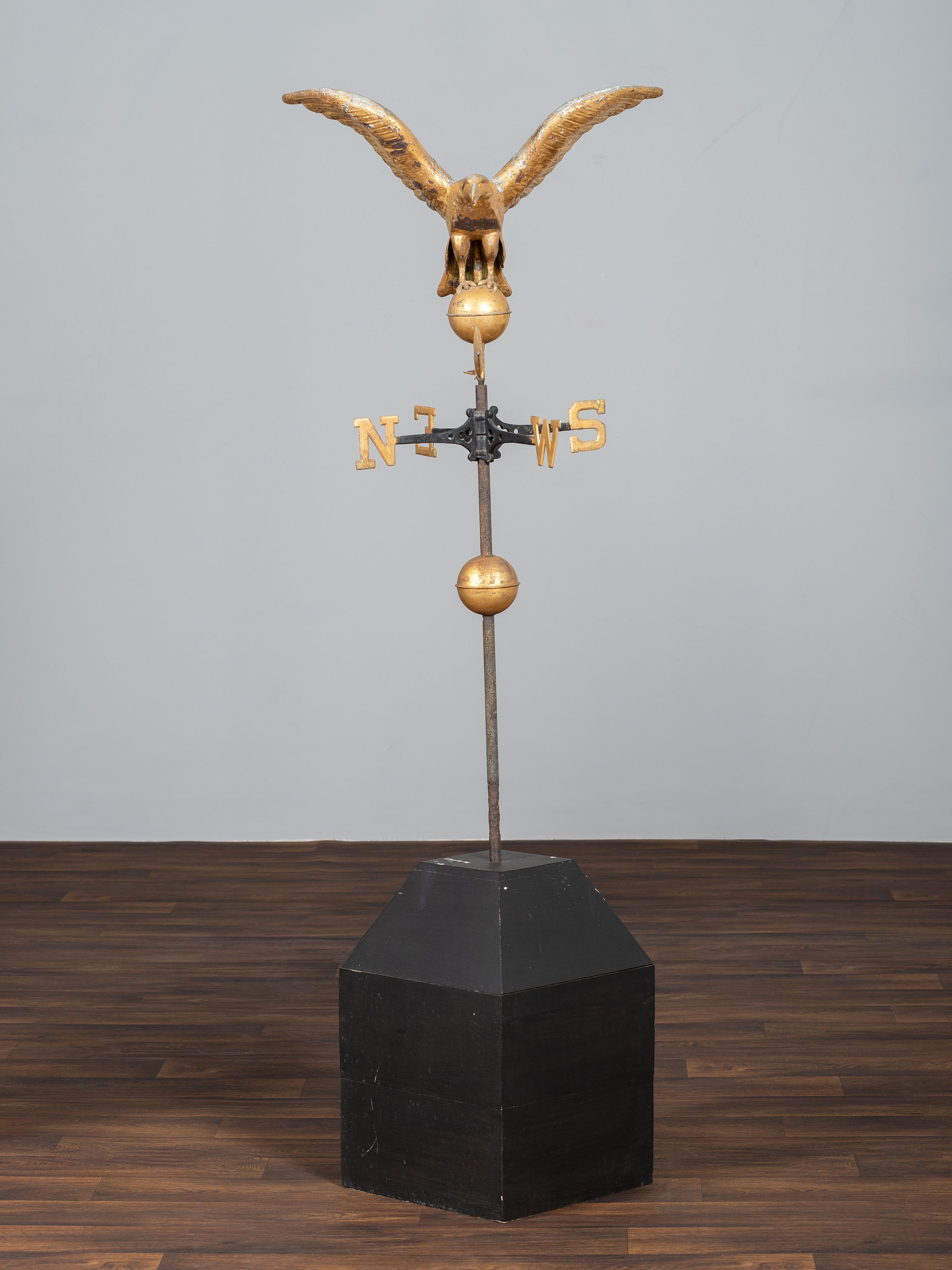 A Molded Gilt Copper and Cast Zinc Eagle Weathervane