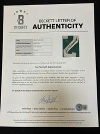 A Joe Namath Signed Autograph New York Jets Jersey Display (Beckett Authentication Services Letter),