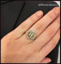 CAT'S EYE CHRYSOBERYL AND DIAMOND RING