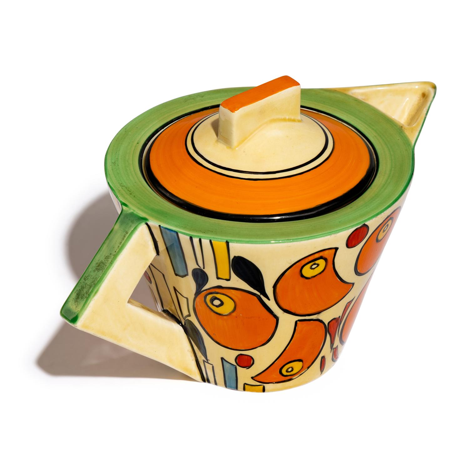 Orange Battle pattern Conical Teapot, c. 1929