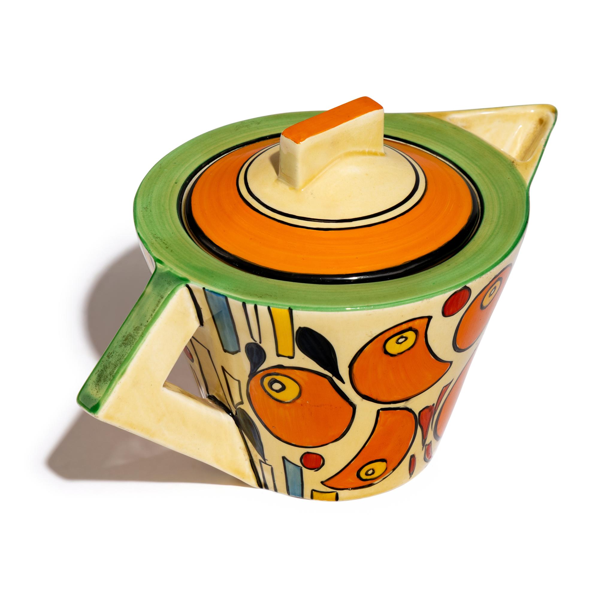 Orange Battle pattern Conical Teapot, c. 1929