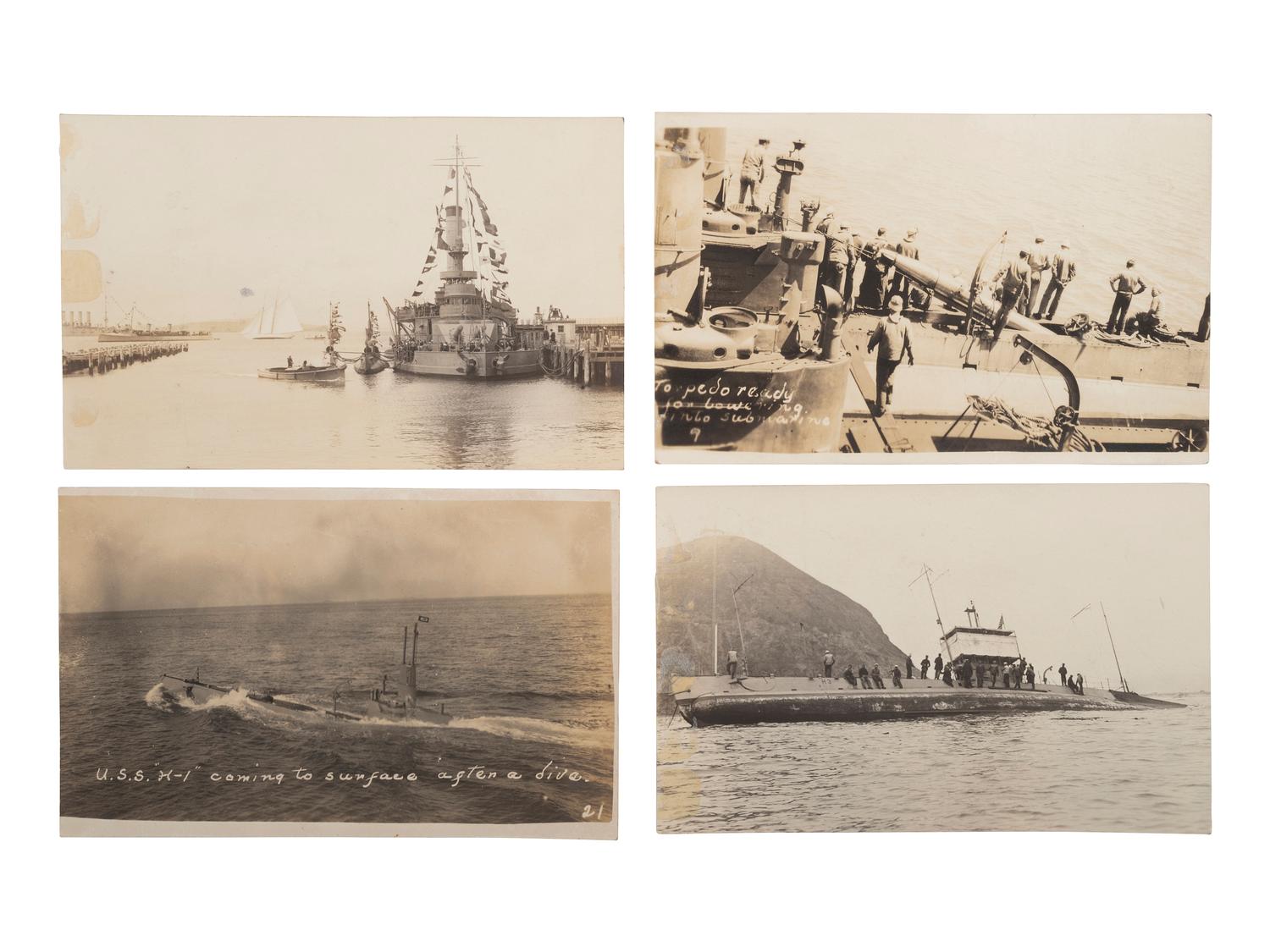 [MILITARIA]. A group of approx. 49 RPPCs of naval, army, and other military-related views.