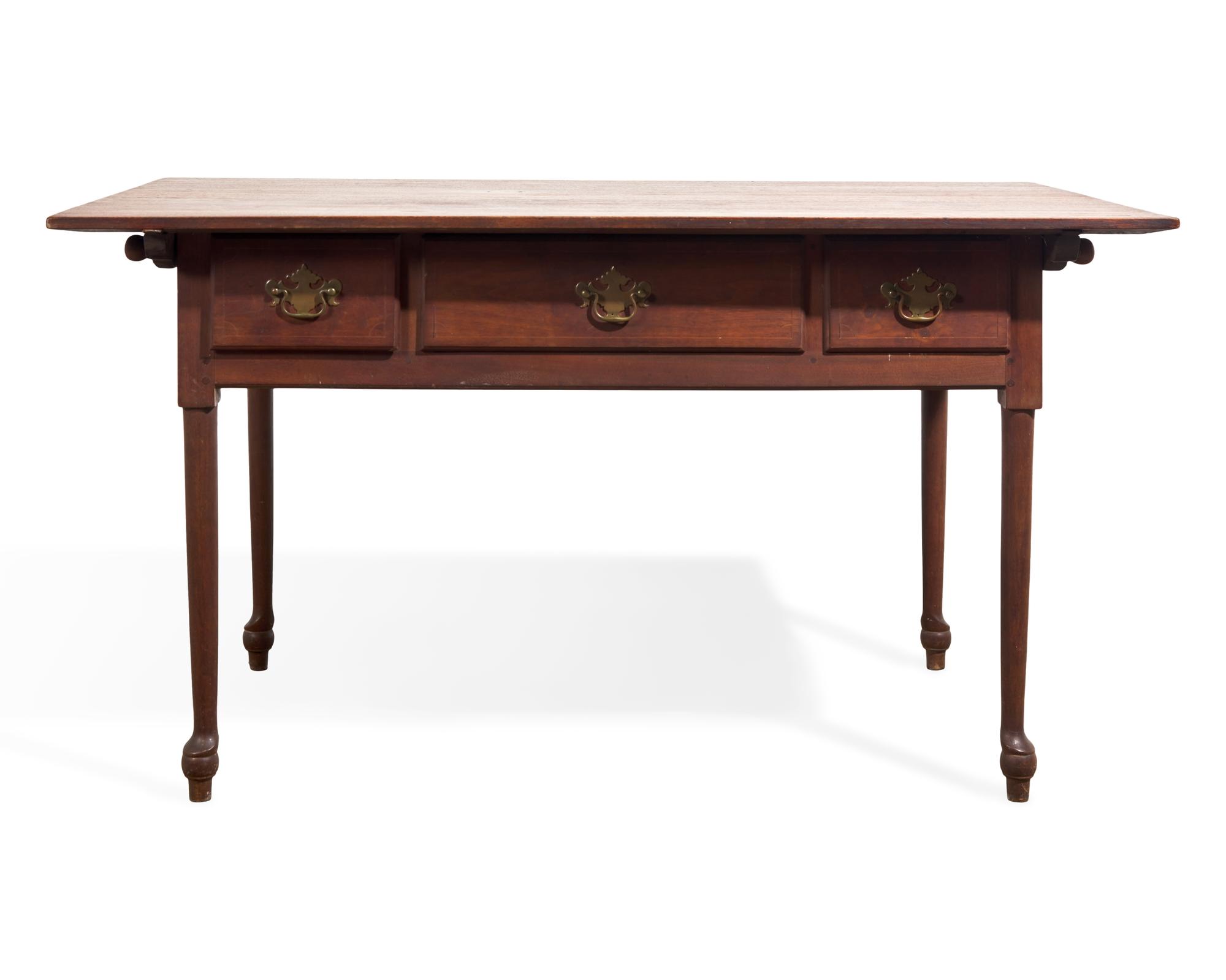 A Queen Anne Walnut Three-Drawer Work Table