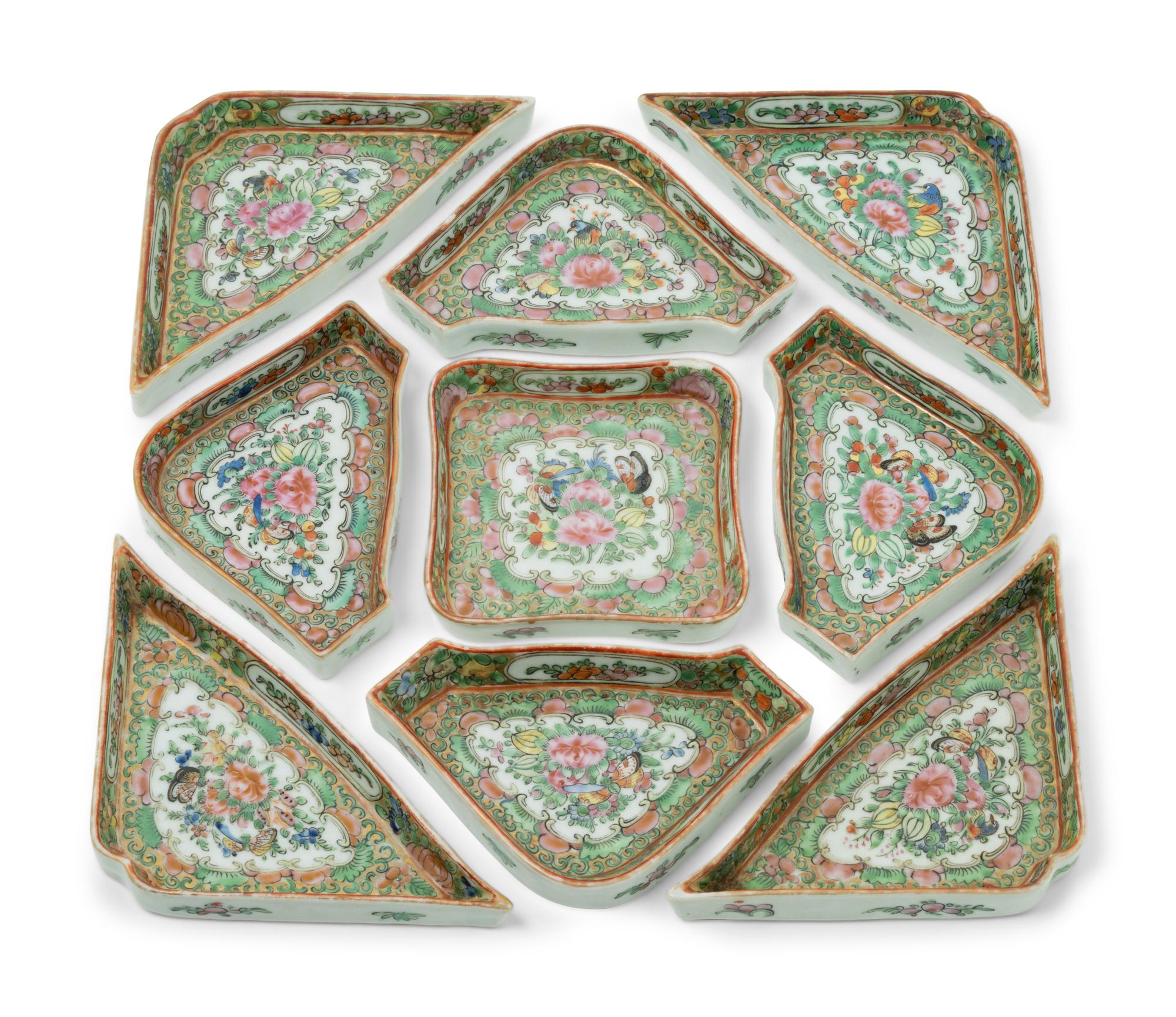 A Chinese Export Rose Medallion Sweetmeat Set