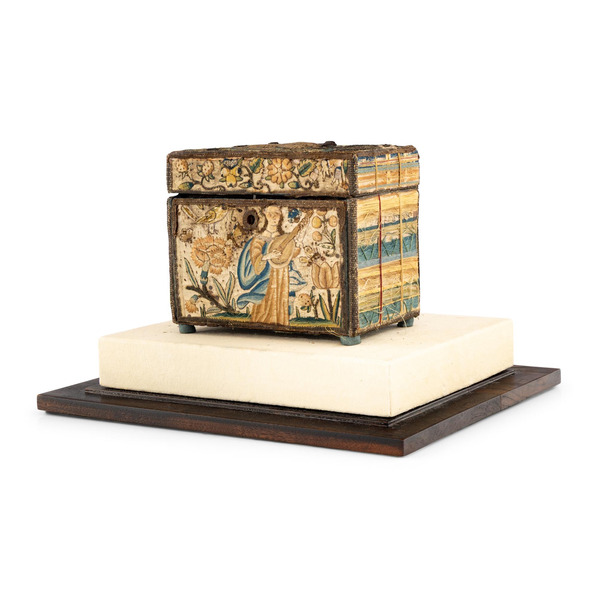 A Charles II Stumpwork Table Casket