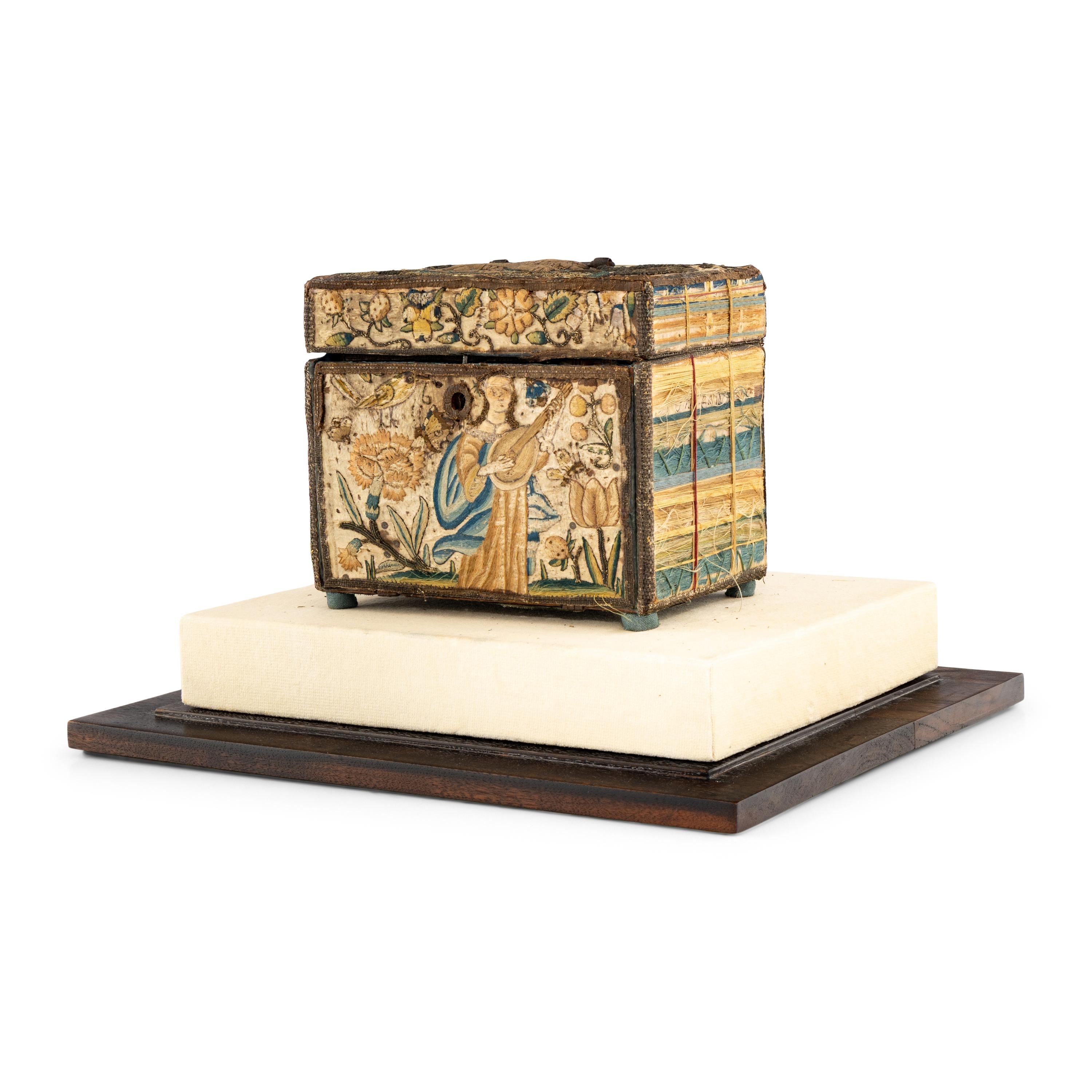 A Charles II Stumpwork Table Casket