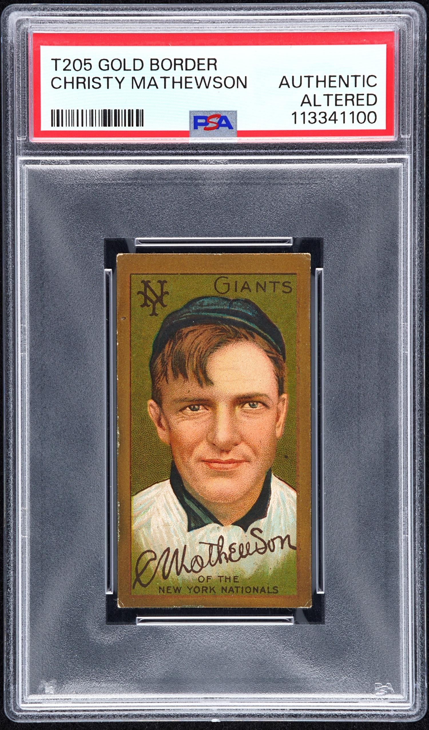 A 1911 T205 Gold Border Christy Mathewson Baseball Card - Hassan (PSA Authentic Altered)