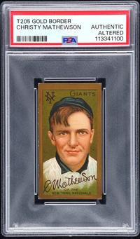 A 1911 T205 Gold Border Christy Mathewson Baseball Card - Hassan (PSA Authentic Altered)