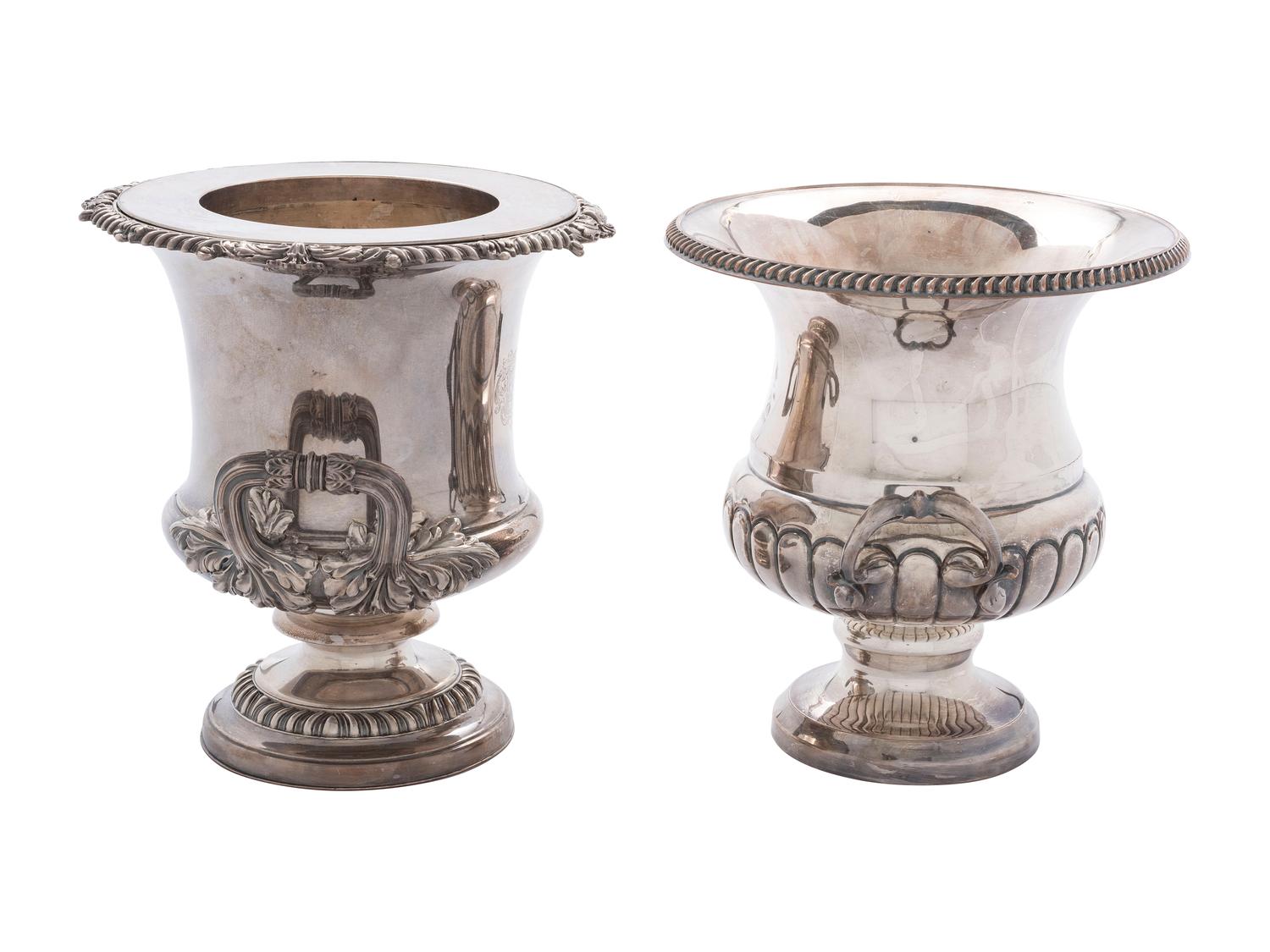 A Silverplated Compote and Wine Cooler