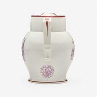 A Staffordshire enamel and transfer-decorated pearlware jug in mulberry England, dated "1804"