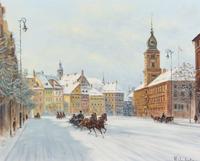 Wladyslaw T. Chmielinski, (Polish, 1911–1979), Winter Street Scene