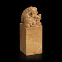 A Chinese carved soapstone seal, the seal carving attributed to Wu Zi 太狮少保寿山石印 或吴咨刻