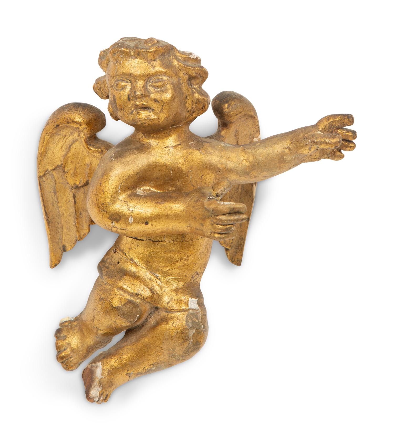 A Pair of Italian Gilt Wood Angel Wall Mounts