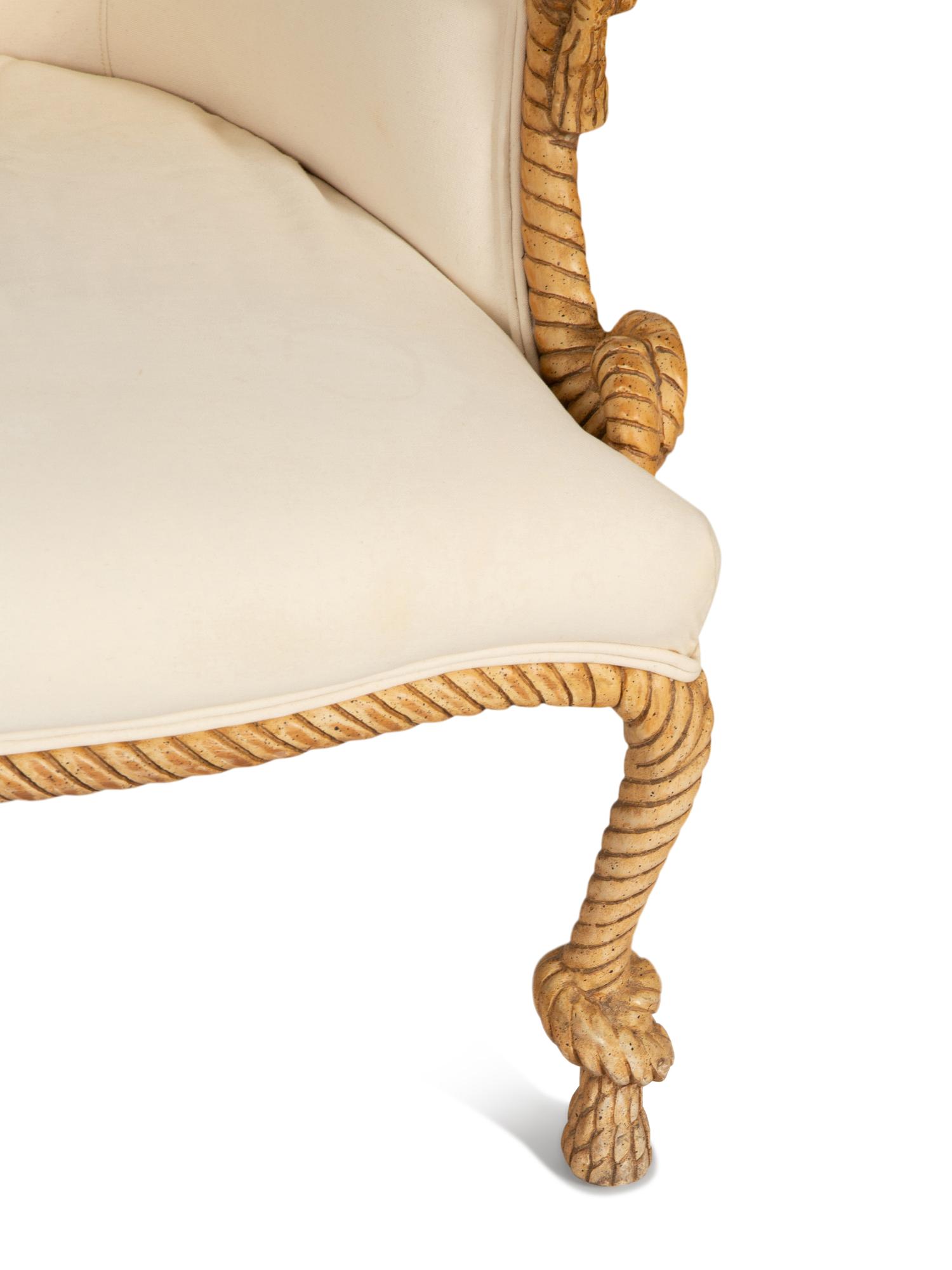 A Pair of Whimsical Rope Frame Low Armchairs