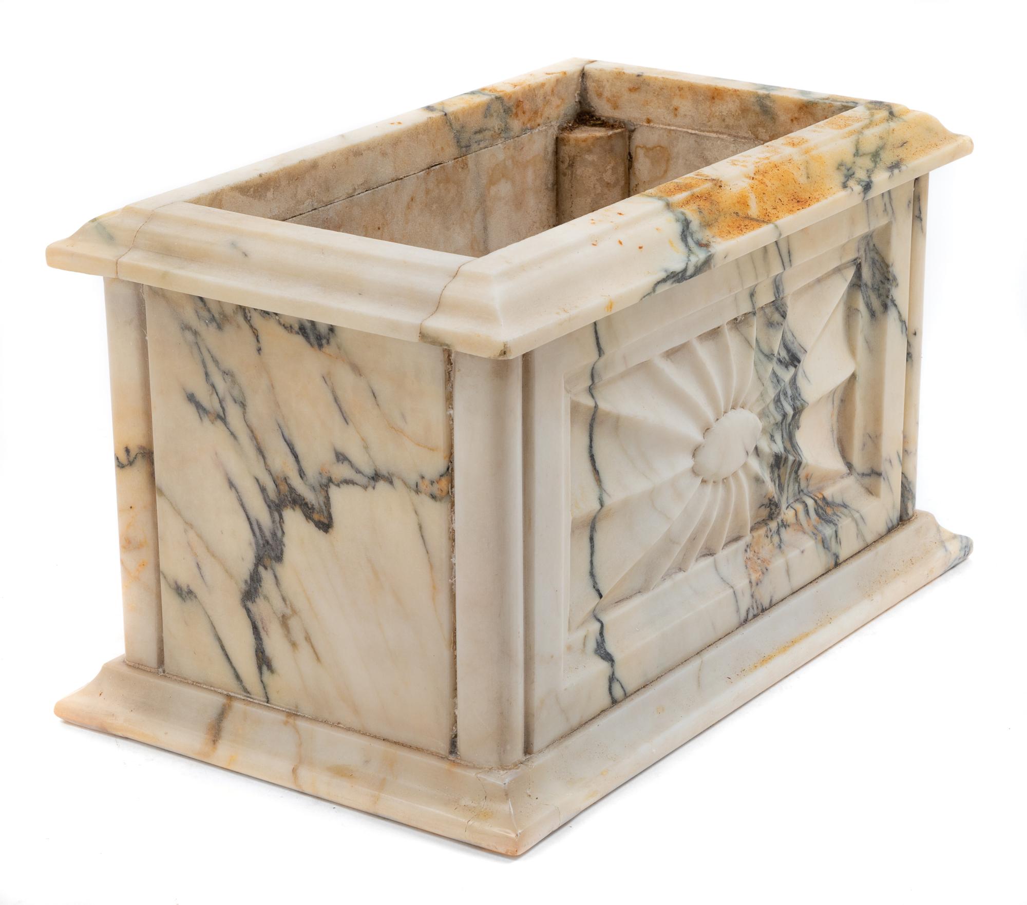 An Italian Marble Jardiniere Height 6 3/4 x width 11 3/8 x depth 7 1/8 inches. — 19TH CENTURY