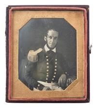 [EARLY PHOTOGRAPHY] -- [MILITARIA]. PLUMBE, John (1809-1857), photographer. Sixth plate daguerreotype of a militia junior officer, likely American.