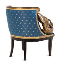Two Empire Style Parcel Gilt Ebonized Armchairs