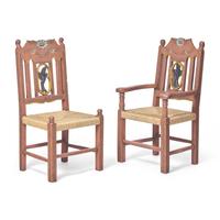 MacKenzie Childs 20th Century — A set of seven armchairs, c. 1983