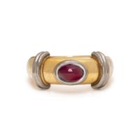 GEORG JENSEN, BICOLOR GOLD AND RUBY RING