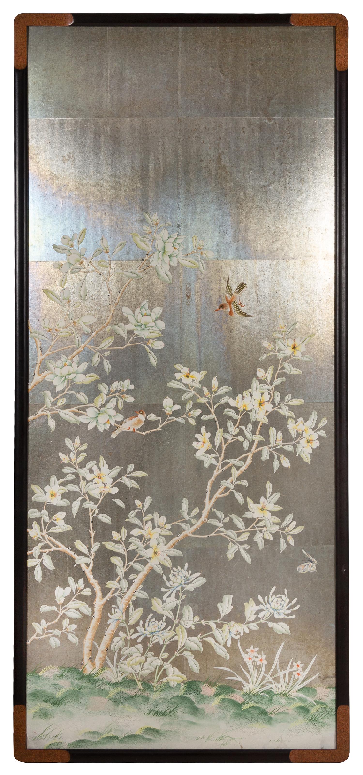 Three Gracie Hand-Painted Wallpaper Panels Largest height 83 3/4 x width 70 1/2 inches. — MID-20TH CENTURY