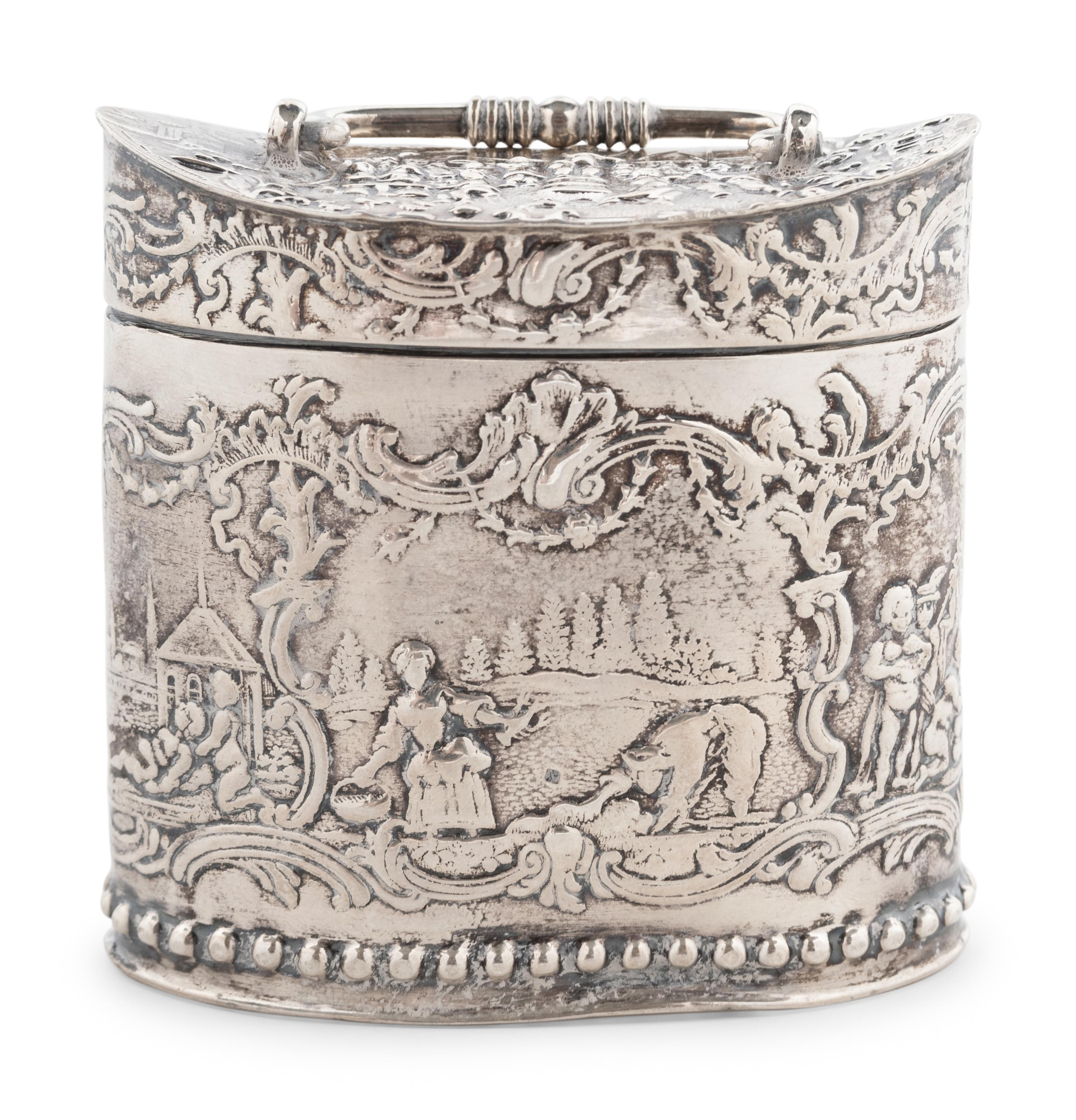 A Dutch Export Silver Tea Caddy