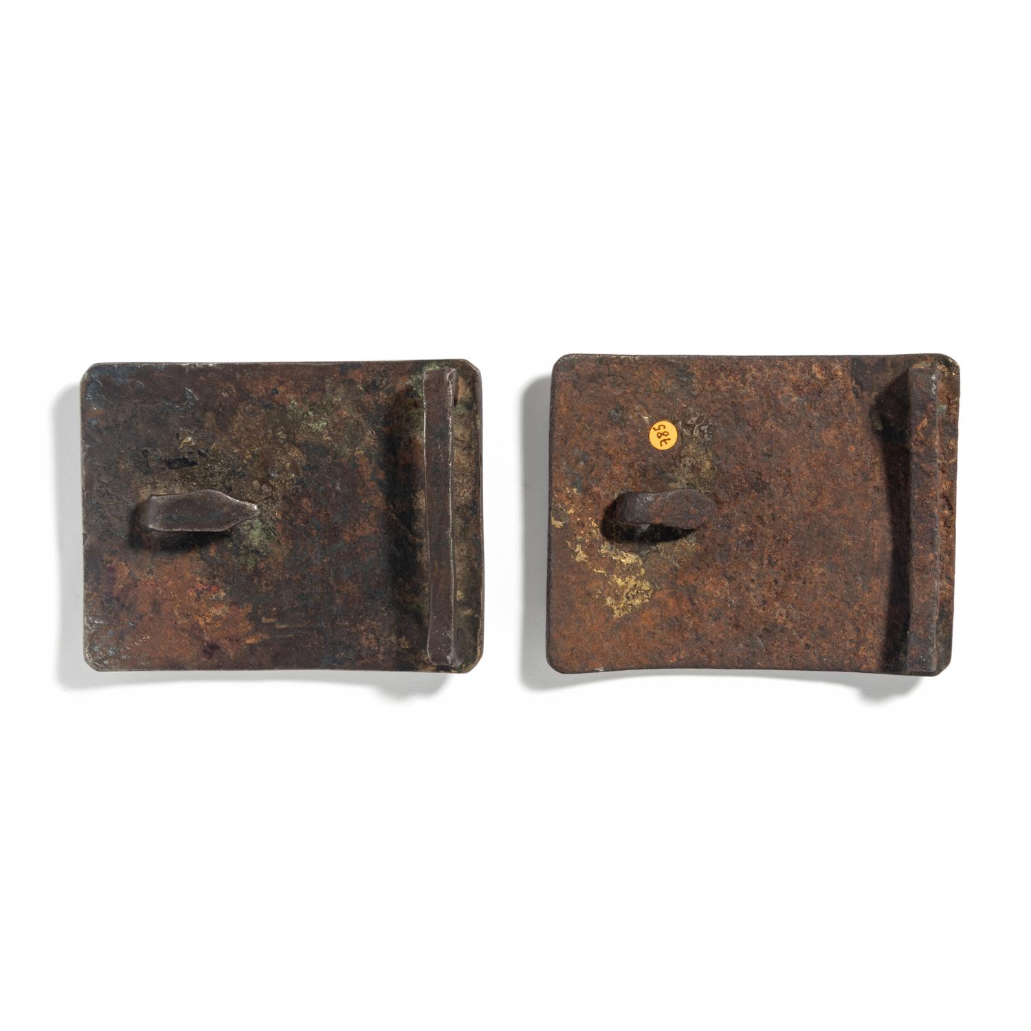 A Pair of Indo-Persian Gilt Silver Belt Buckles