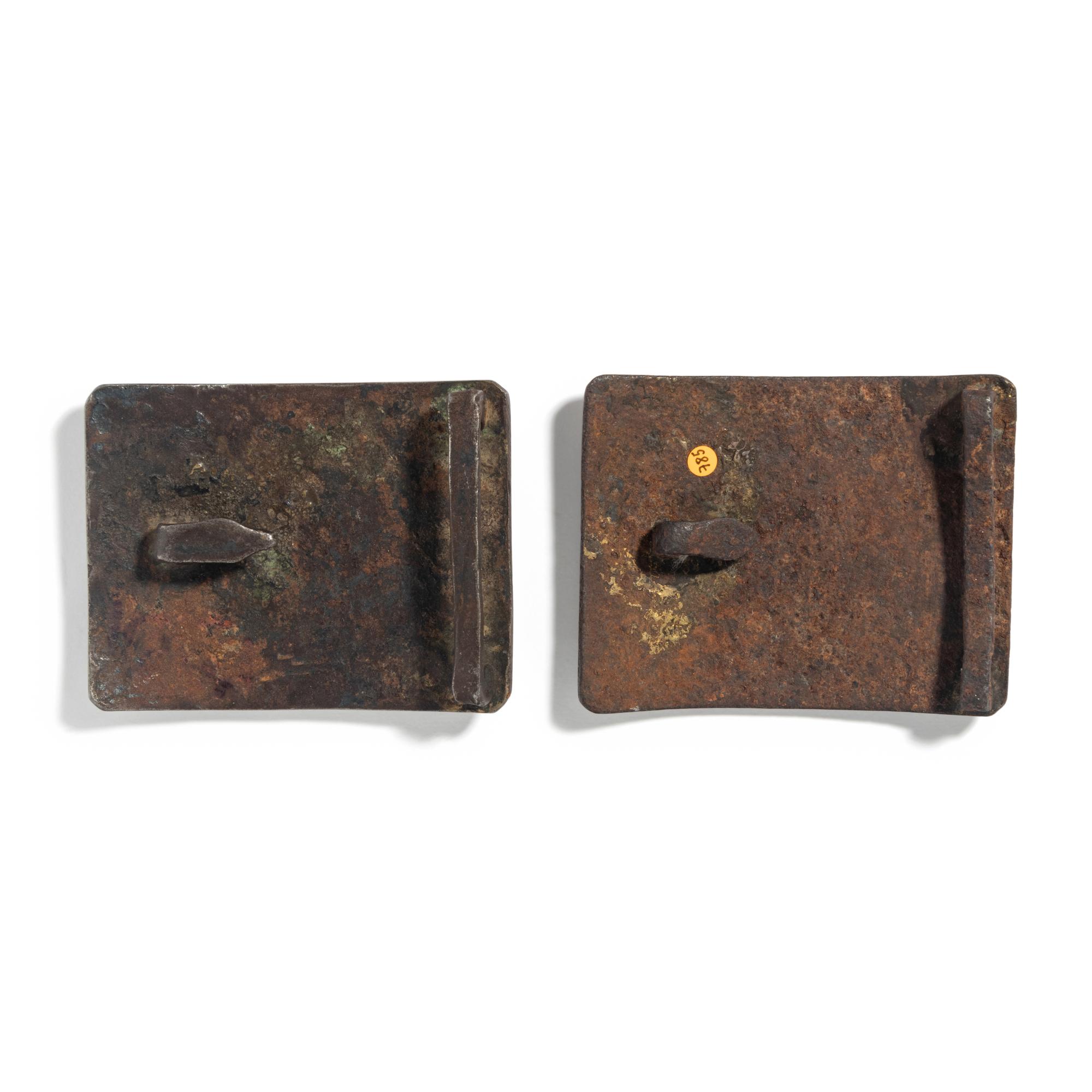 A Pair of Indo-Persian Gilt Silver Belt Buckles