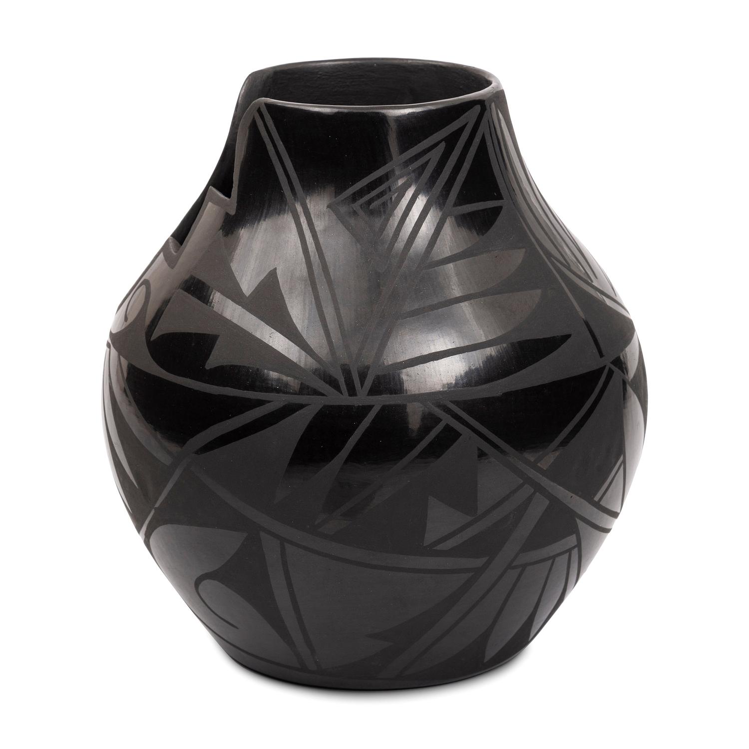 Blackware Pottery Vase, with Cutout