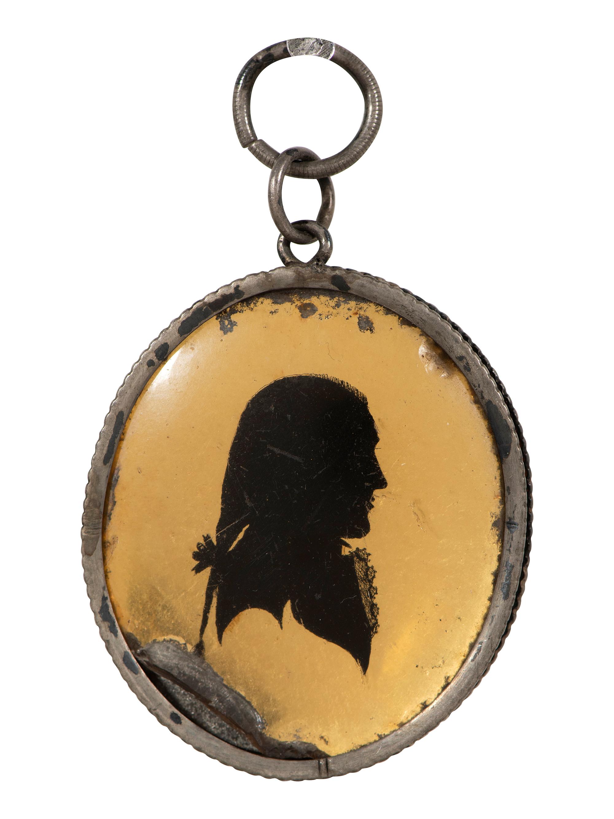 Six Verre Eglomise Silhouette Portraits of Gentleman