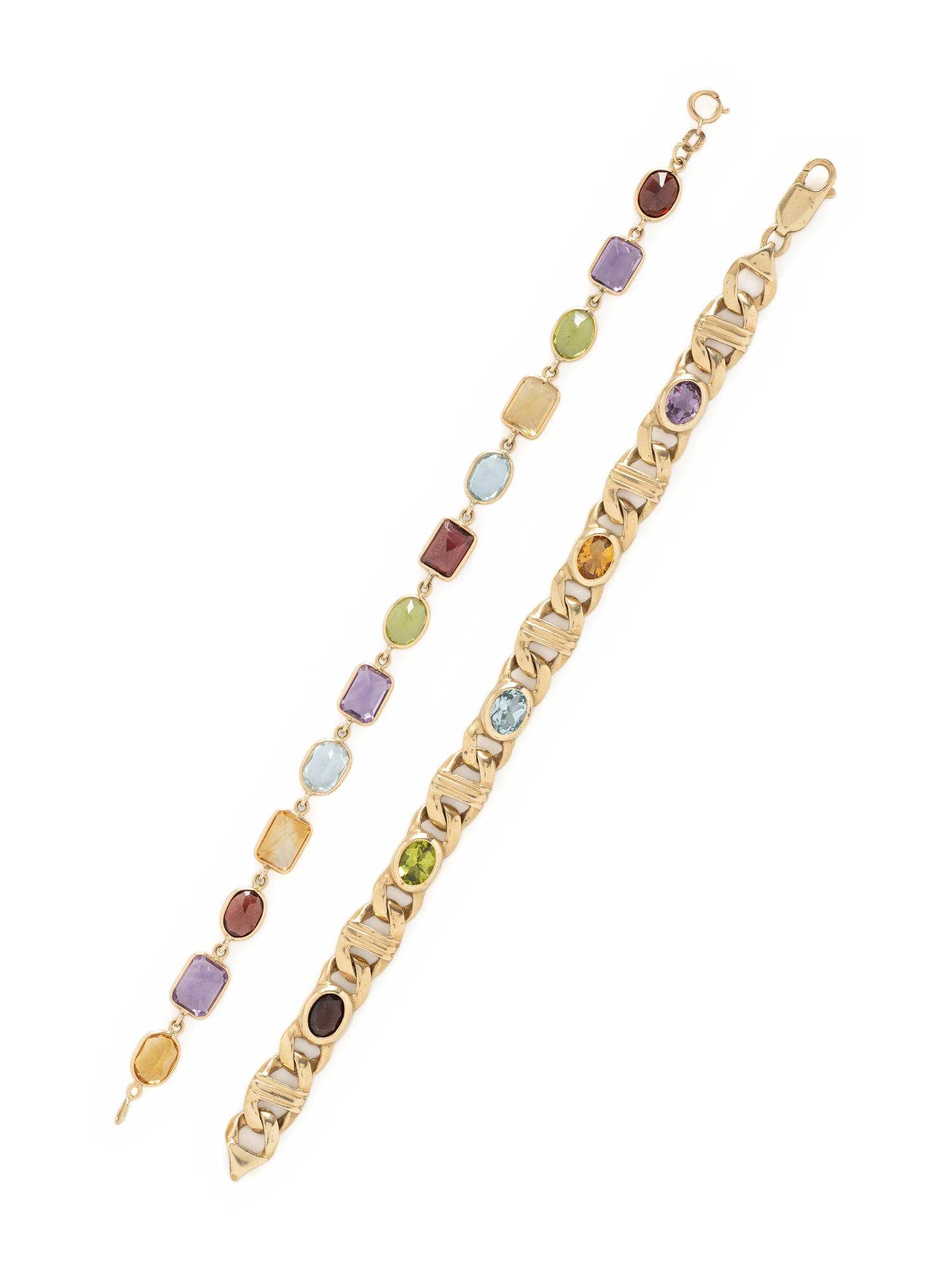 COLLECTION OF YELLOW GOLD AND MULTIGEM JEWELRY