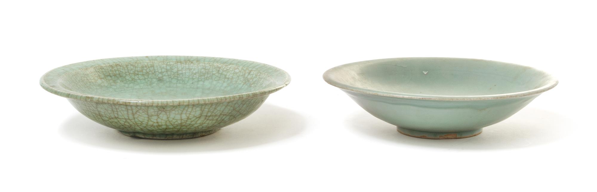 Two Celadon Glazed Porcelain Articles