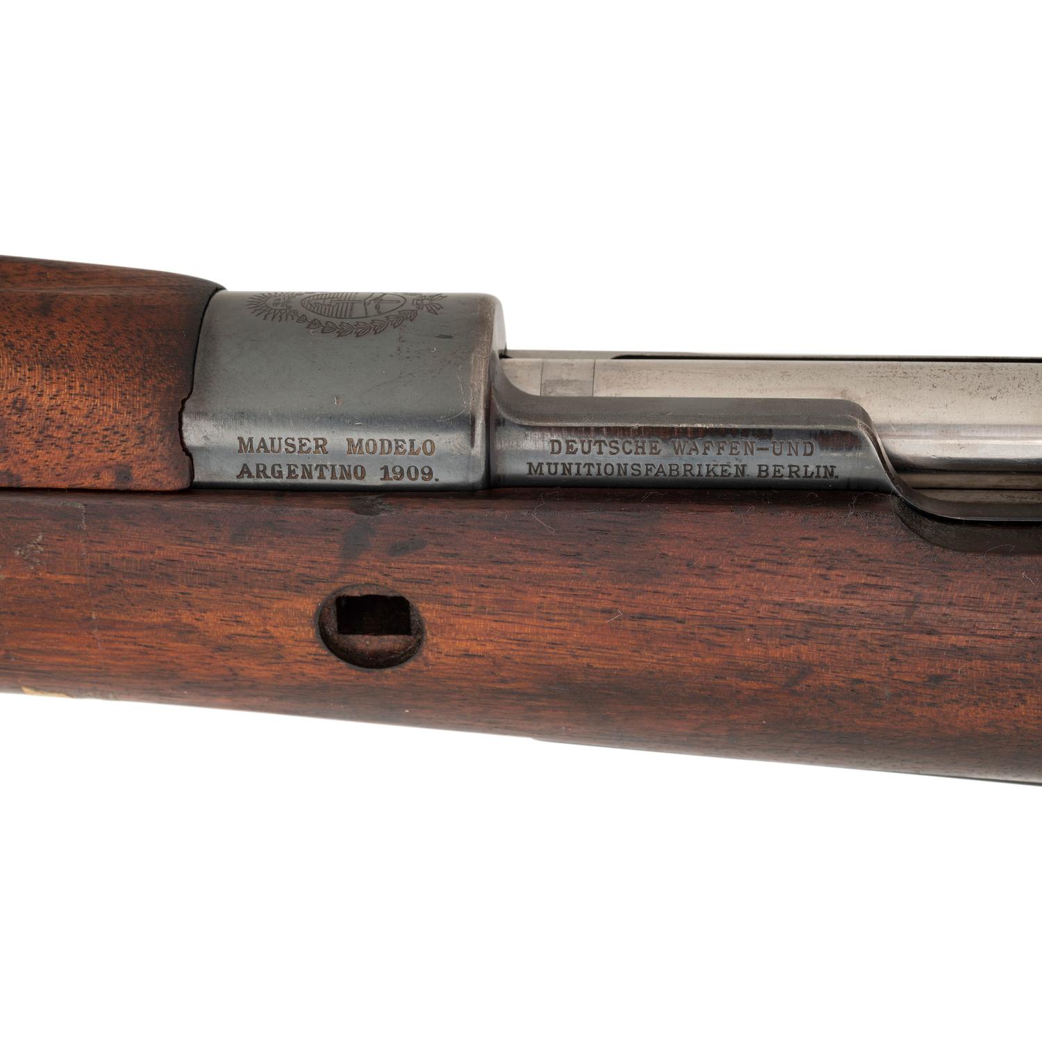 ** Argentine Mauser Model 1909 Rifle Missing Barrel Bands and Stock Bolt