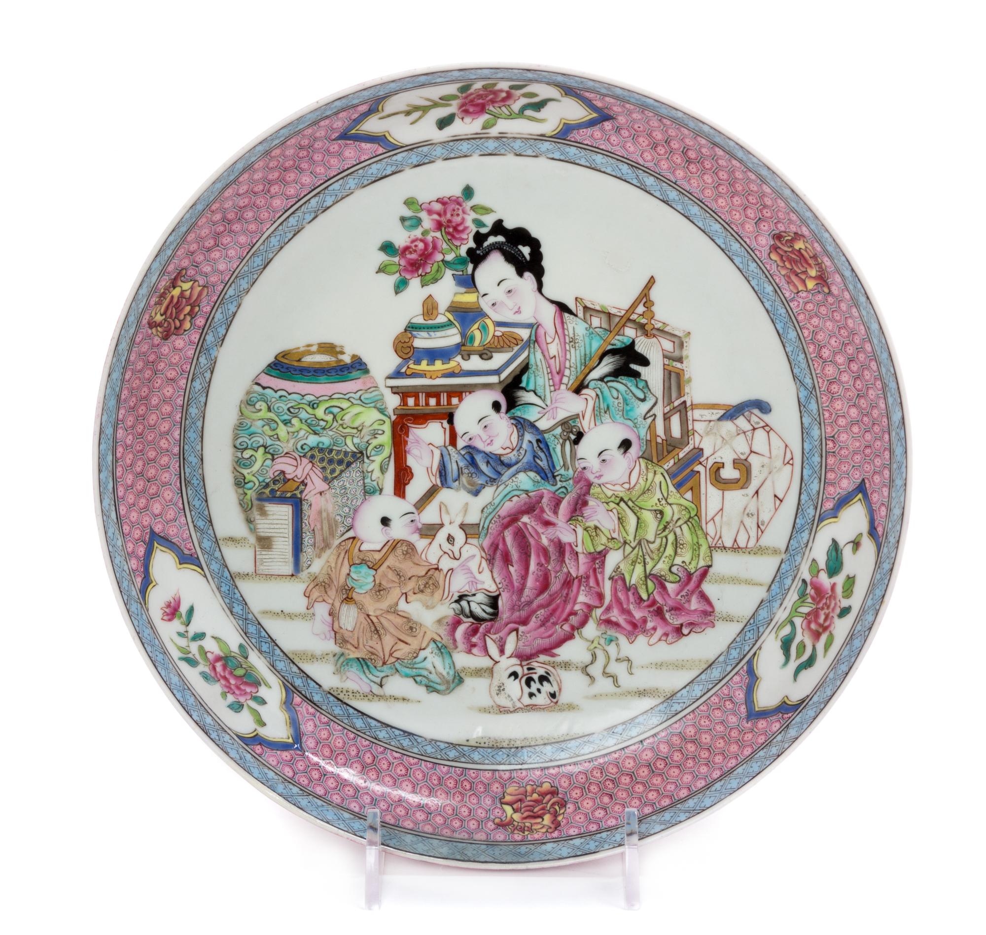 A Chinese Export Ruby-Back Famille Rose Porcelain Plate Diameter 8 1/8 inches. — 18TH CENTURY
