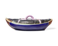 An English Majolica Covered Mackerel Server