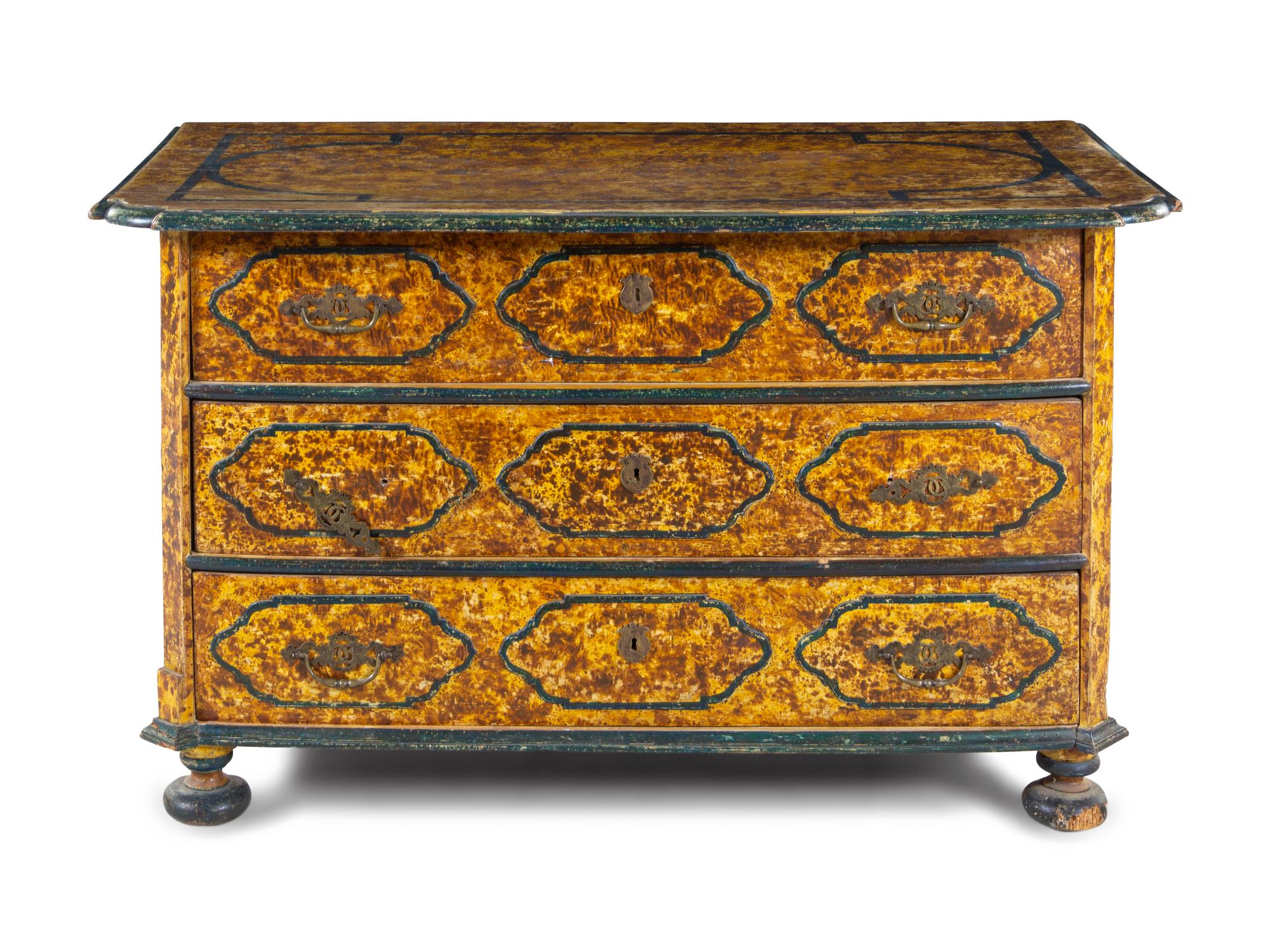 An Italian Baroque Style Faux Tortoise Shell Commode