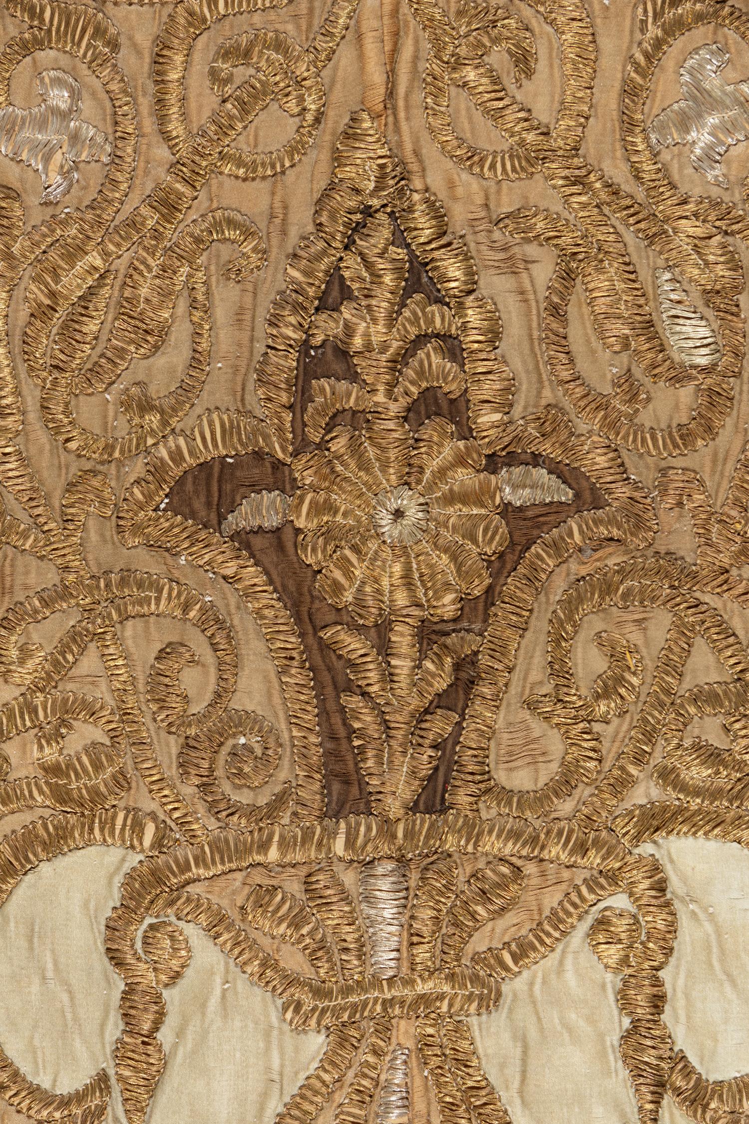 A Metallic Thread Embroidered Panel with Arabic Inscription