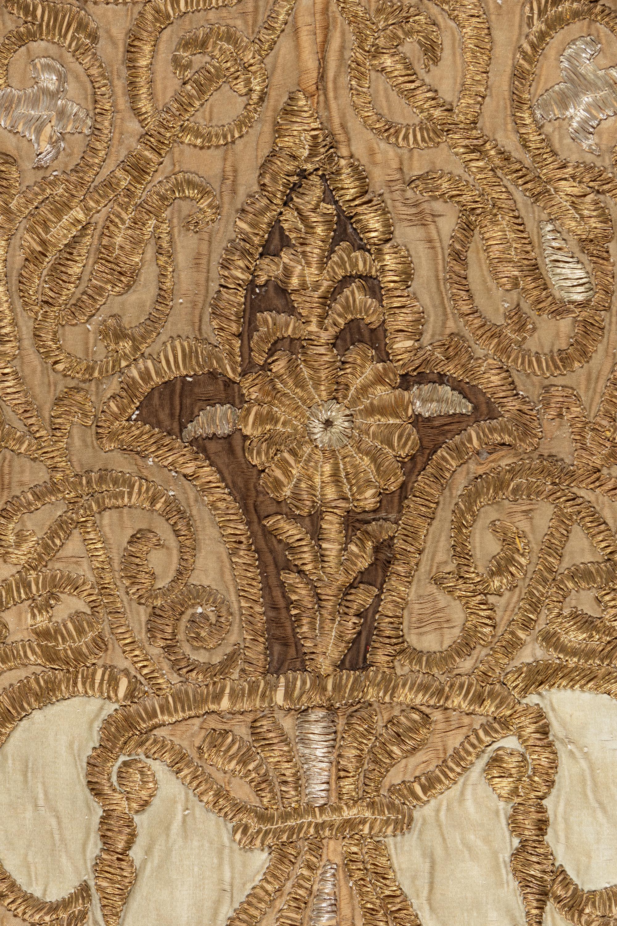 A Metallic Thread Embroidered Panel with Arabic Inscription