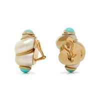 MAZ, YELLOW GOLD AND SHELL CLIP EARRINGS