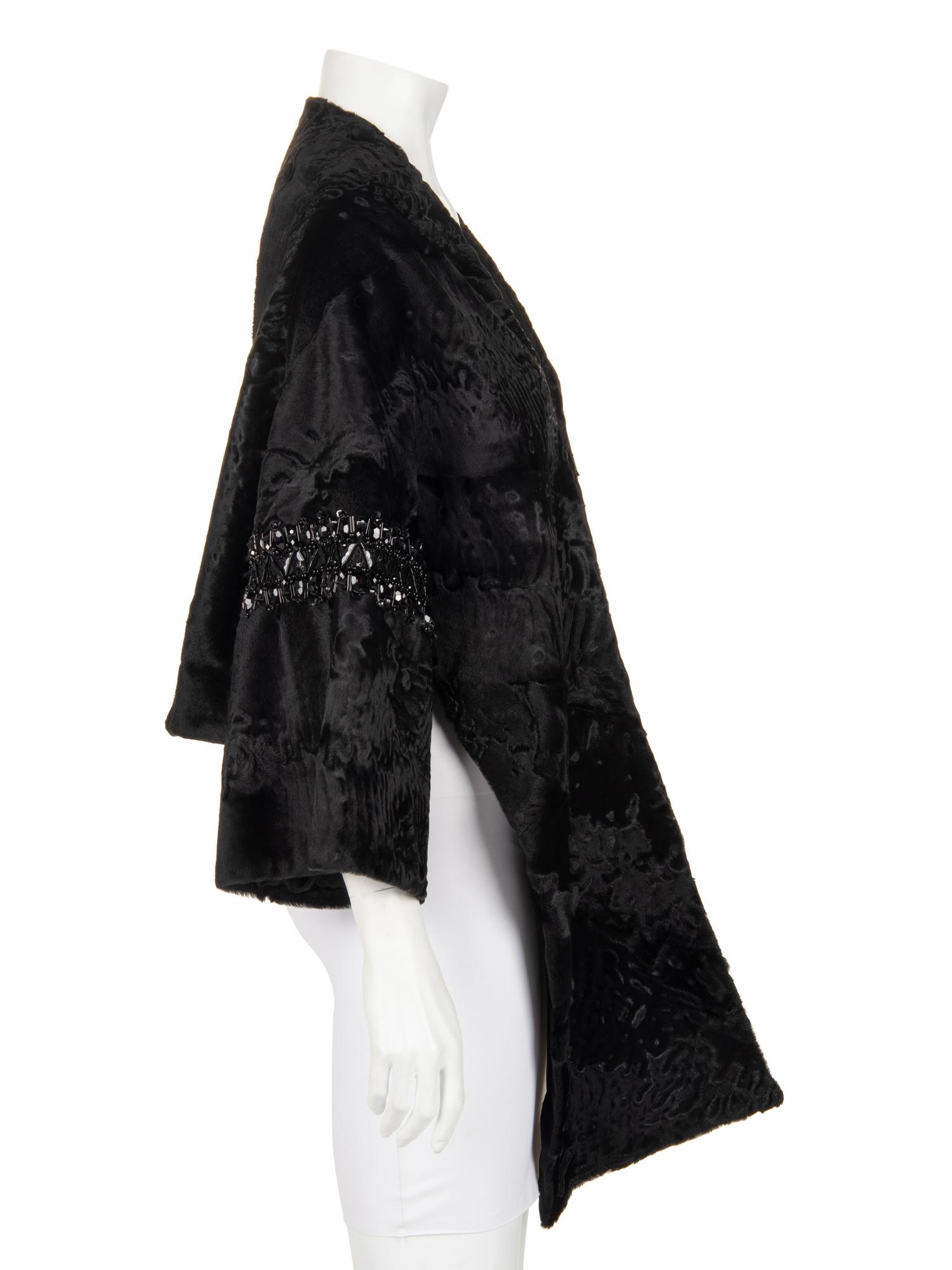 J. Mendel Broadtail Stole with Bead Embellishments