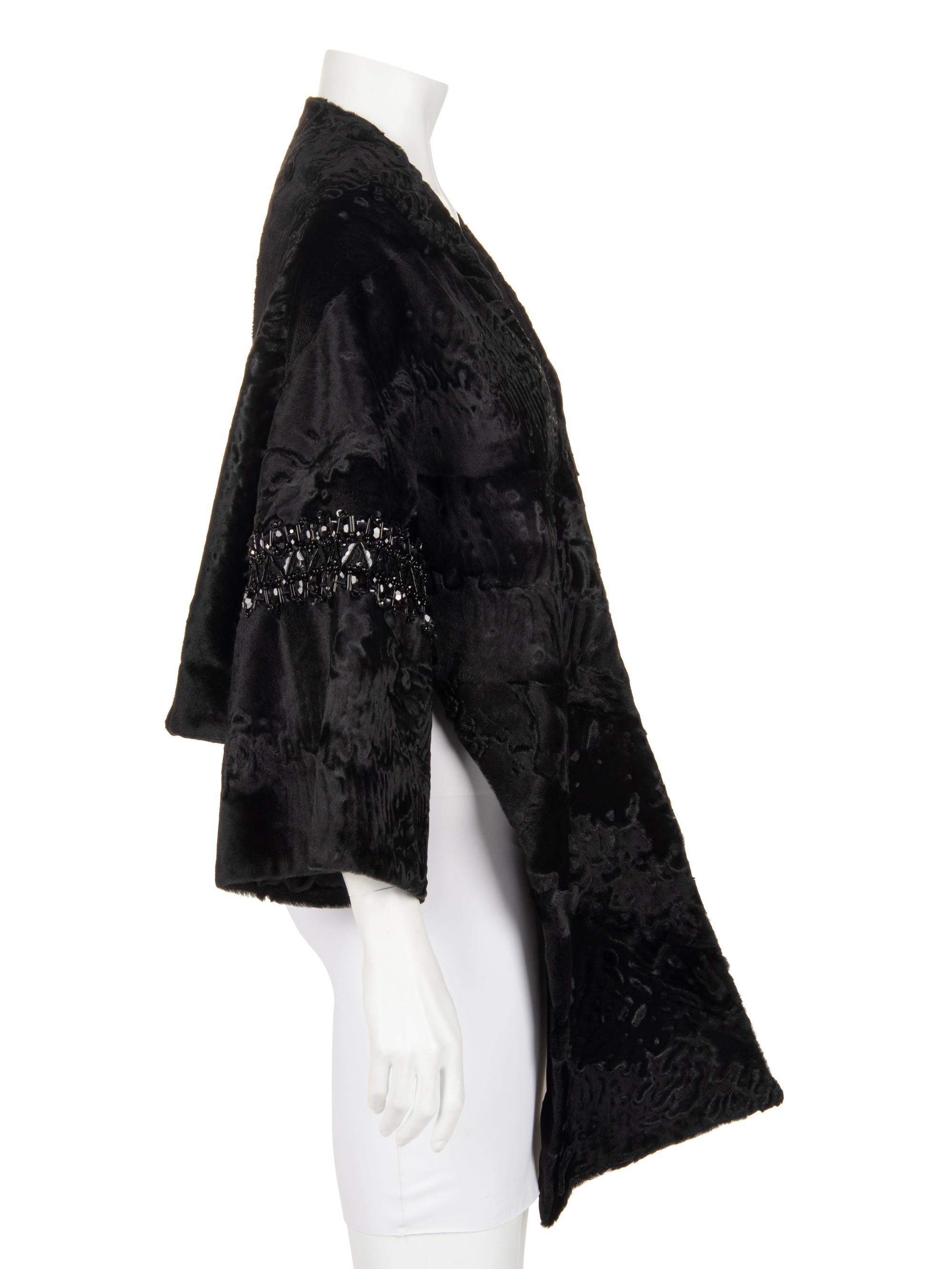 J. Mendel Broadtail Stole with Bead Embellishments