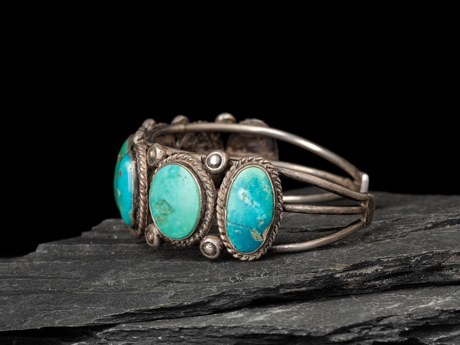 Navajo Silver and Turquoise Cuff Bracelet
