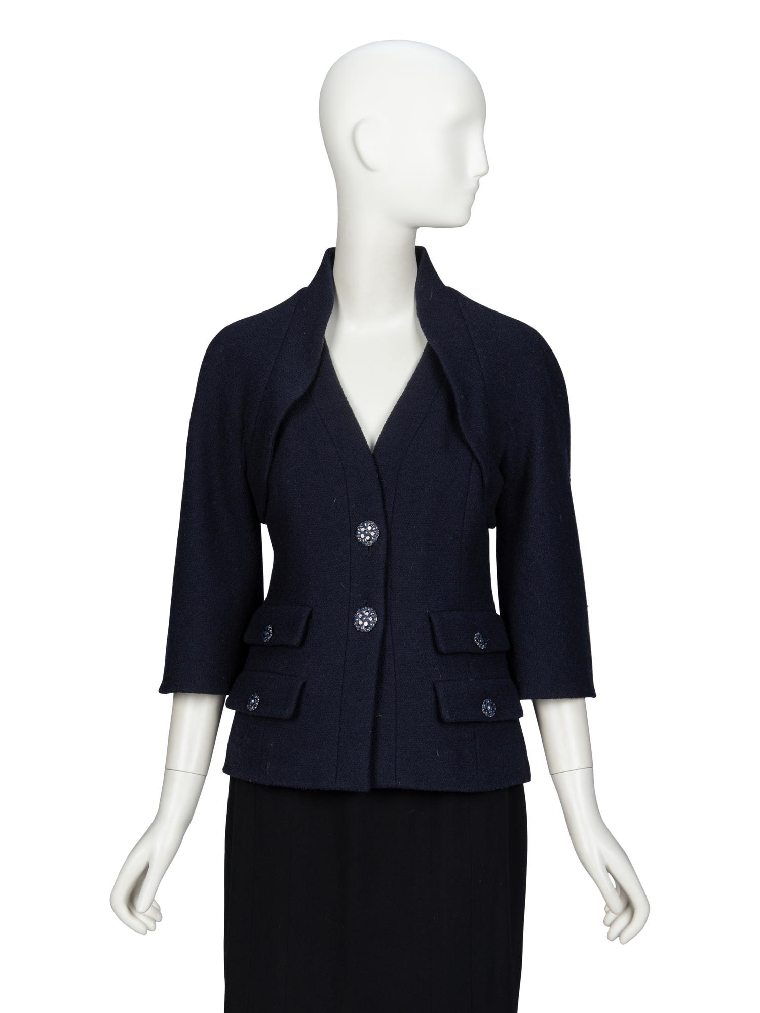 CHANEL, NAVY BOUCLÉ TWEED JACKET