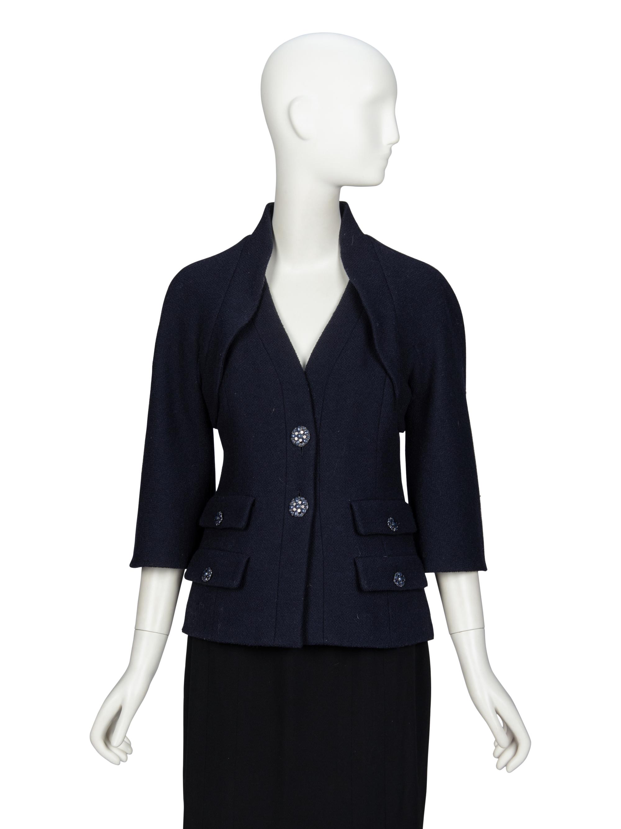 CHANEL, NAVY BOUCLÉ TWEED JACKET